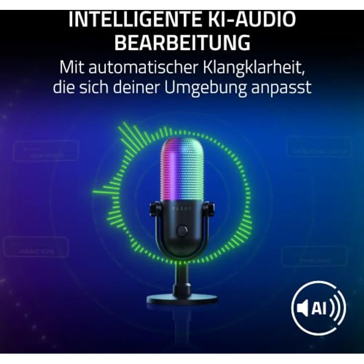 Razer Seiren V3 Chroma, RGB-USB-Mikrofon mit 32-Bit-DSP, Supernieren-Kondensatormikrofon und KI-Audioverarbeitung, Quartz – Bild 3