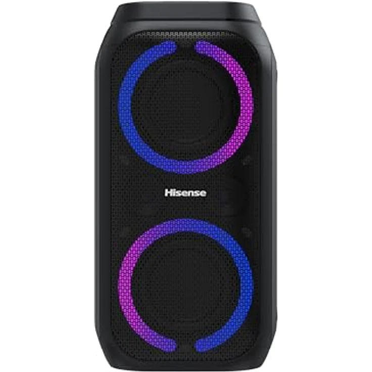 Hisense Party Rocket 160 tragbarer kompakter Partylautsprecher mit Karaoke Modus und 160W Klangvolumen, 5 Lichteffekte, bis 12h Akkulaufzeit, Bluetooth, MIC Input, AUX, USB, IPX4 - Schwarz – Bild 2