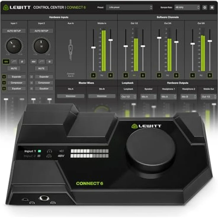LEWITT CONNECT 6, Dual USB-C Audio Interface mit 72 dB Verstärkung, DSP Effekten und Software-Lizenz für perfekte Aufnahmen und Streaming – Bild 1
