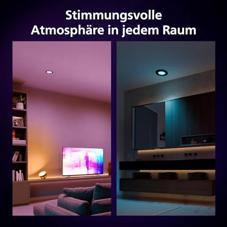 PHILIPS Hue White & Color Ambience Slim Recessed, 90mm 3er Pack, Smarter Deckenspot mit kalt-warmweißem Licht und 16 Millionen Farben – Bild 5