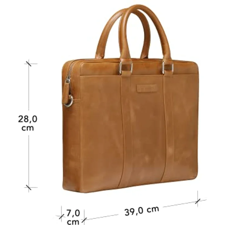 dbramante1928 - Nordborg Laptoptasche 15 Zoll für Damen & Herren - Aktentasche mit abnehmbarem & verstellbarem Schultergurt - Aus echtem Vollnarbenleder - Tan N.E. (2nd Gen) – Bild 2