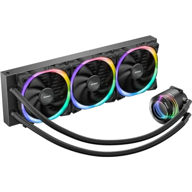 Antec VORTEX 360 ARGB, All-in-One CPU Wasserkühler mit hocheffizienter Kühlpumpe und ARGB-Beleuchtung, schwarz