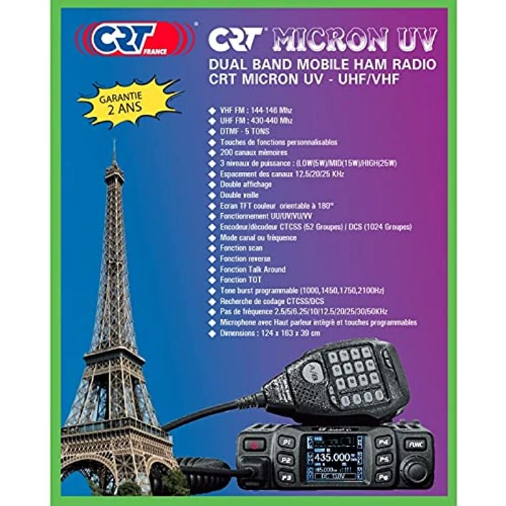 CRT Micron UV VHF/UHF Funkgerät, kompaktes Dualbandgerät für Amateurfunk, schwarz – Bild 6