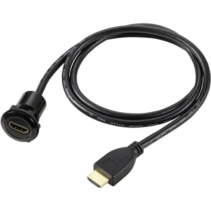 TRU COMPONENTS TC-11980468 HDMI Panel-Adapter Buchse HDMI-Buchse - HDMI-Stecker Schwarz Polzahl: 1 Kabellänge: 90 cm In – Bild 2