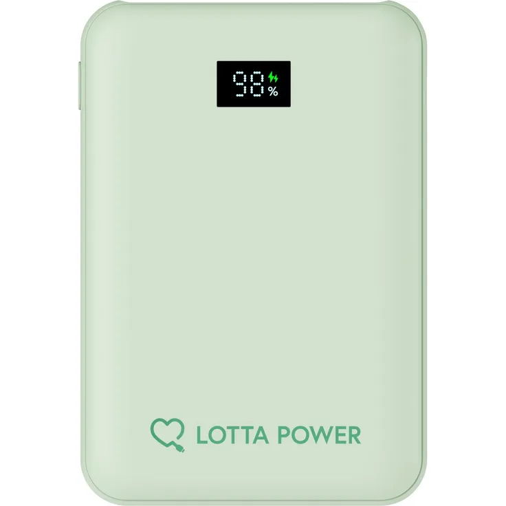Lotta Power Mini 10.000 mAh Powerbank, 20W Schnellladen, USB-C, mint, LED-Display, kompakt