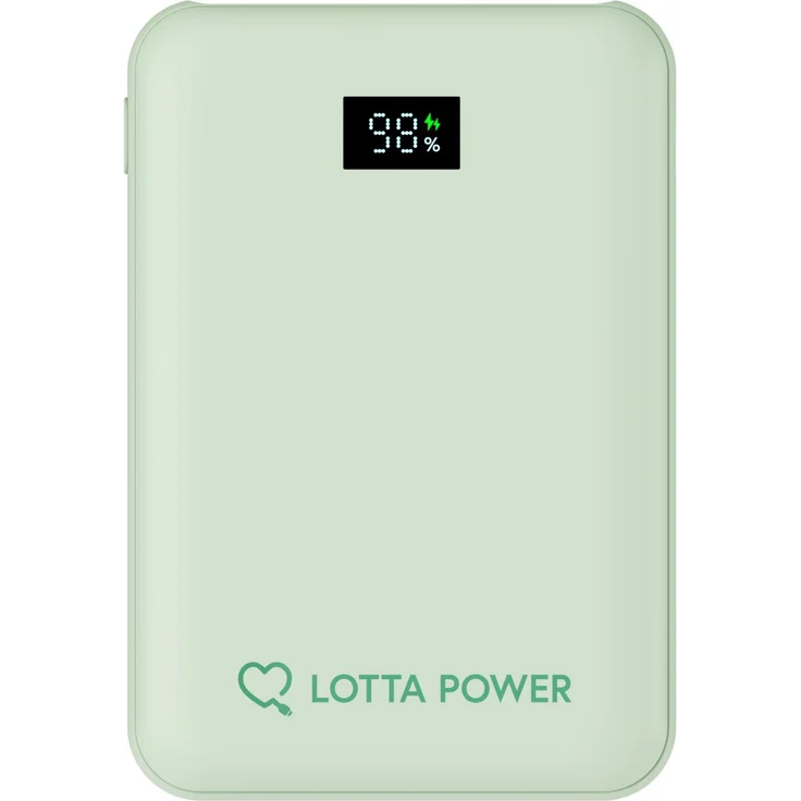 Lotta Power Mini 10.000 mAh Powerbank, 20W Schnellladen, USB-C, mint, LED-Display, kompakt