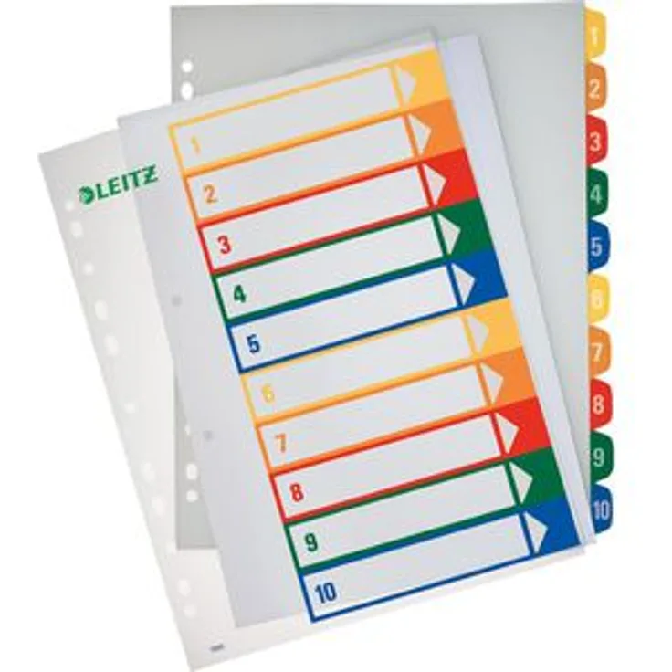 Leitz 1293-00-00 Register Kunststoff, 1-10, A4 Überbreite, 10-teilig, transparent, PC-beschriftbar