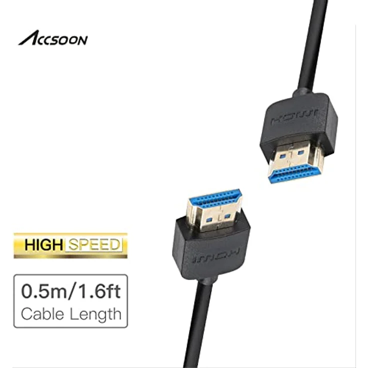 Accsoon HDMI Cable (A-A) HDMI-zu-HDMI-Kabel, 50 cm, High Speed, Ultra HD, 1080p, kompatibel mit Kamera, Monitor, Gimbal – Bild 4
