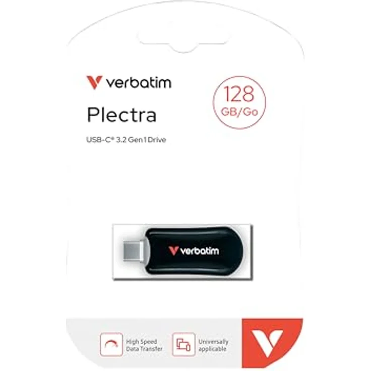 Verbatim Plectra USB-C Flash Drive 128GB, schwarz, kompakt und schnell – Bild 2