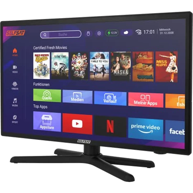 SELFSAT SMART LED TV 1224 (60cm/24) in Schwarz, Full-HD Smart-TV mit Triple-Tuner, WLAN und Bluetooth – Bild 3