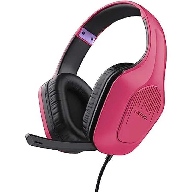 Trust Gaming GXT 415P Zirox Leichtes Gaming Headset mit 50-mm-Treiber für PC, Xbox, PS4, PS5, Switch, Mobile, 2-m-Kabel, 3,5-mm-Audioanschluss, Over-Ear Kopfhörer mit Kabel - Rosa – Bild 1