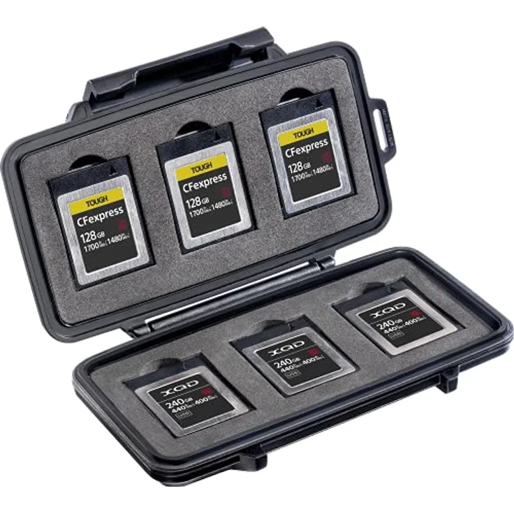 Peli 0965 Speicherkartenbox für CFexpress- und/oder XQD-Karten, Wasser- und staubdicht, 0,1L Fassungsvermögen, Made in USA, stoßdämpfender Einsatz, Farbe: Schwarz, 009650-0100-110E – Bild 2