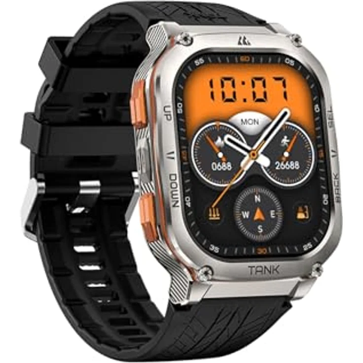 KOSPET Tank M3 Ultra Smartwatch mit 5.0 cm AMOLED Display, Silber – Bild 3