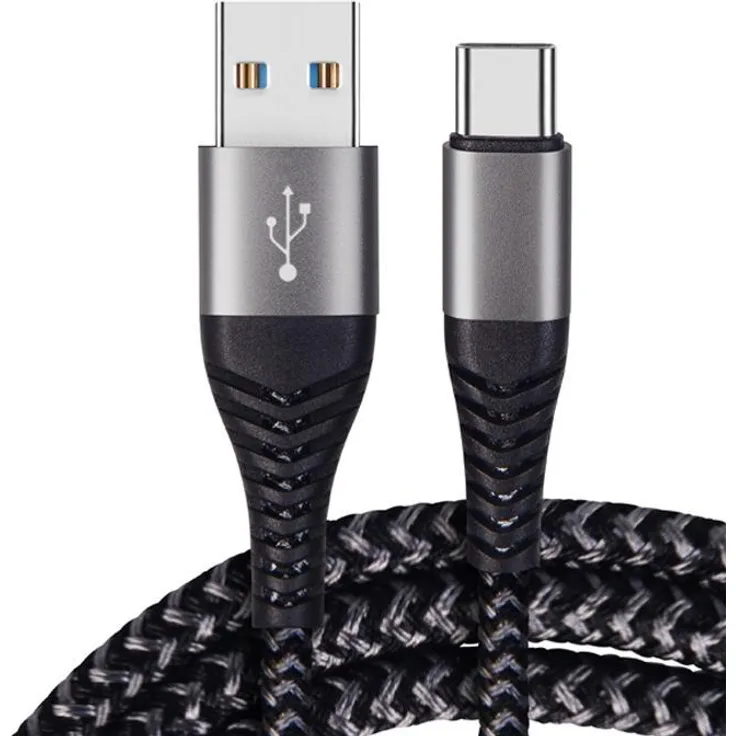 INF 60W USB-C Schnellladekabel 2er-Pack, Nylon Geflochten, USB zu Typ-C Kabel 2 m, Schwarz