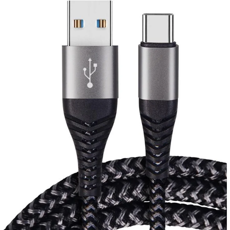 INF 60W USB-C Schnellladekabel 2er-Pack, Nylon Geflochten, USB zu Typ-C Kabel 2 m, Schwarz