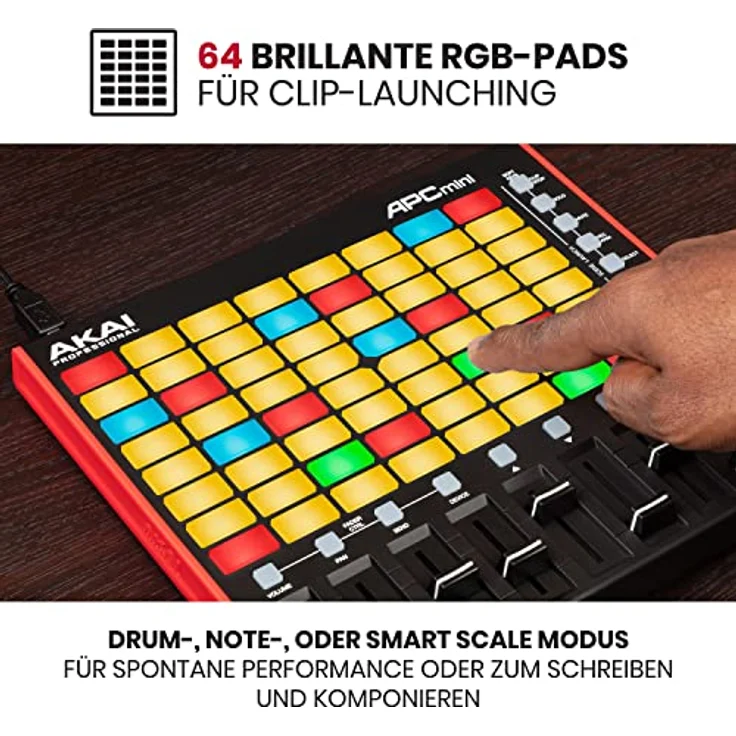 Akai Professional APC Mini MK2 - USB MIDI Pad Controller für Clip Launching mit Ableton Live Lite, 64 RGB Pads, Drum- und Note-Modi und MIDIMixer – Bild 3
