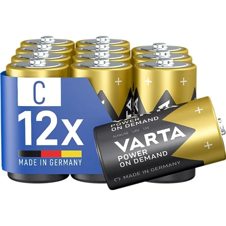 VARTA Batterien C Baby, 12 Stück, Power on Demand, Alkaline, Vorratspack, smart, flexibel, leistungsstark, ideal für Computerzubehör, Smart Home Geräte, Made in Germany [Exklusiv bei Amazon] – Bild 1