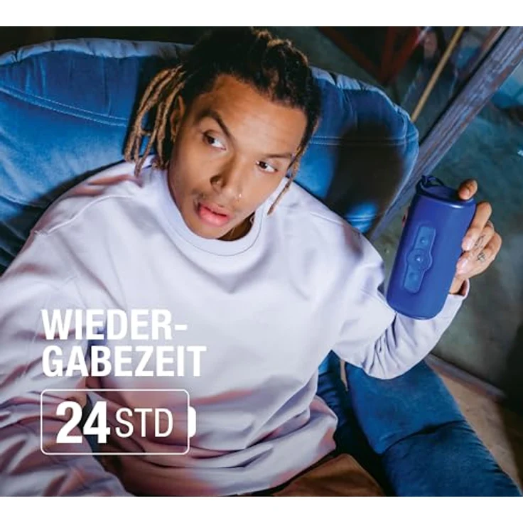 Fresh 'n Rebel Bold M2, Bluetooth Lautsprecher mit 24 Uhr spielzeit, Wasserdichter (IP67) Tragbarer musikbox Bluetooth, Party Mode, Lautstärkeregelungsring, Tiefe Bässe, Kräftige Lautstärke (Blau) – Bild 2