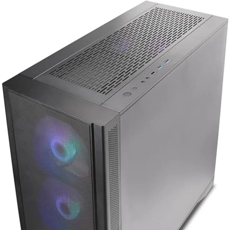 SILENTWARE Silentware Air 1000 Black Midi Tower ATX PC-Gehäuse, große Metall Mesh-Front, gehärtetes Glas-Seitenfenster, 4x 120mm A-RGB Lüfter, GPU bis 400mm, Radiatoren 360mm, ATX Netzteil, Schwarz – Bild 3