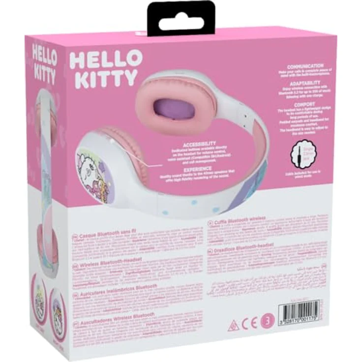 Konix Hello Kitty Kopfhörer, Verkabelt & Kabellos, Bluetooth 5.3, Anrufe/Musik, Weiß/Pink – Bild 7