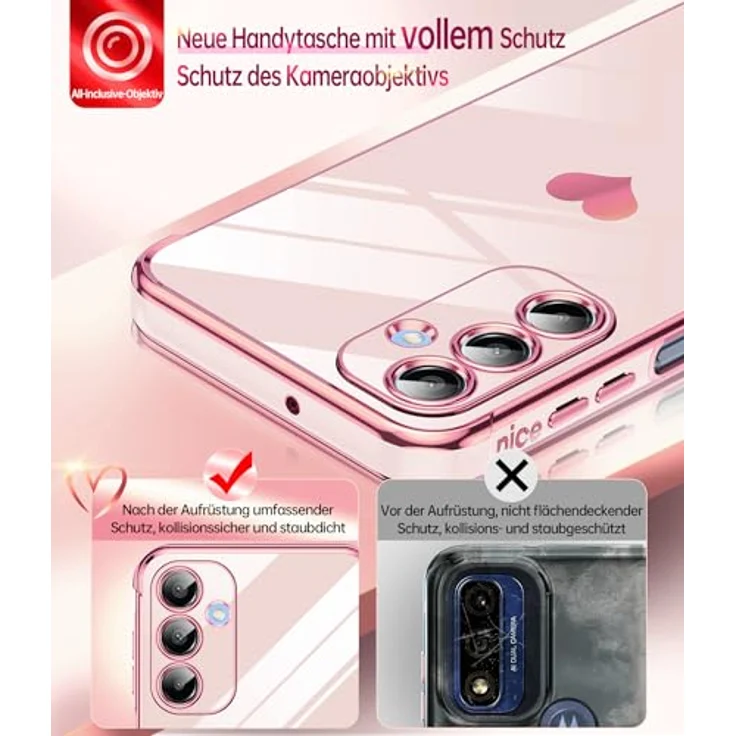 LeYi Handyhülle für Samsung Galaxy A16 5G, TPU Silikon Schutzhülle mit Herz Muster und 2 Schutzfolien, stoßfest und kratzfest in Rosa – Bild 3