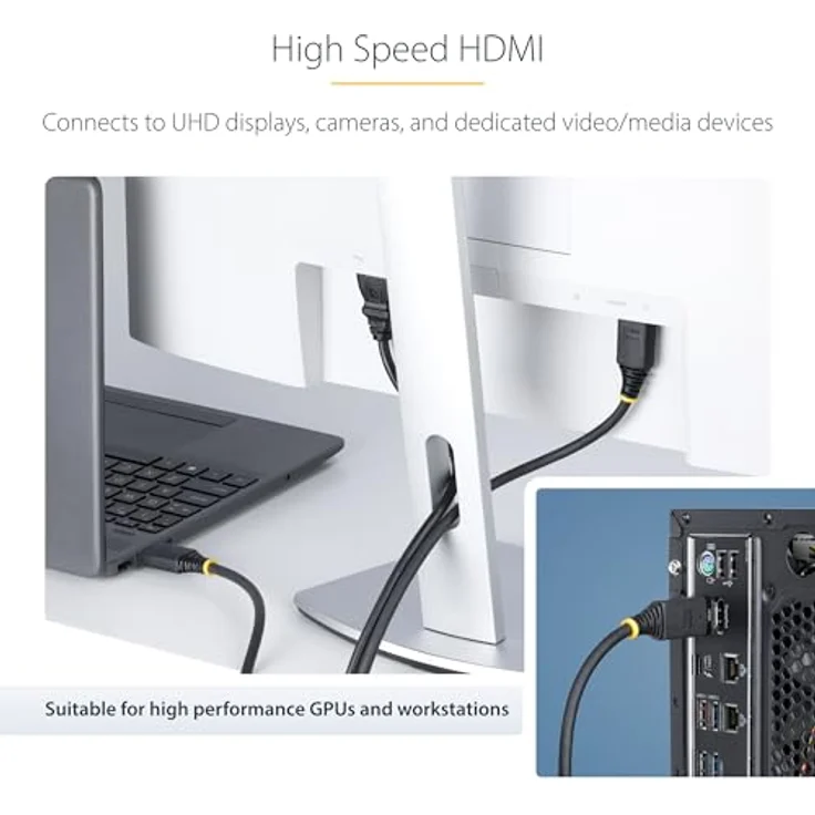StarTech.com 30cm High Speed HDMI Kabel, 4K 60Hz/1440p 144Hz, 18Gbps, Schwarz, UHD HDMI 2.0 ARC Kabel für TV/Monitor/PC/Laptop – Bild 3