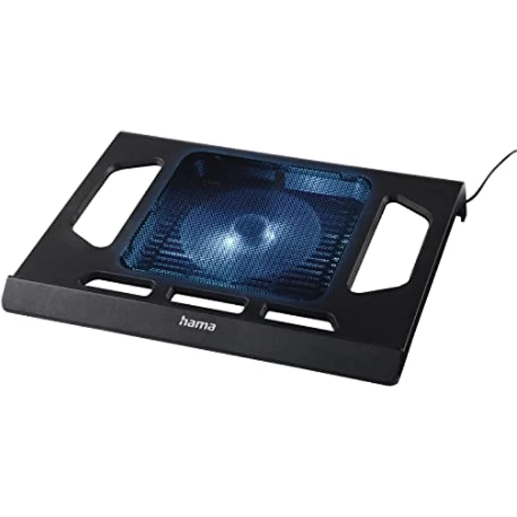 Hama Notebook-Kühler Black Edition, Kühlungssystem mit blauen LEDs und gummierter Unterseite für stabilen Stand – Bild 4