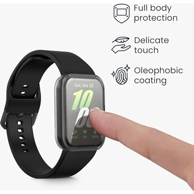 kwmobile Silikon Hülle für Samsung Galaxy Fit 3, Fullbody Display Cover Set, transparent schwarz, Rundumschutz und Touchdisplay-Funktionalität – Bild 3