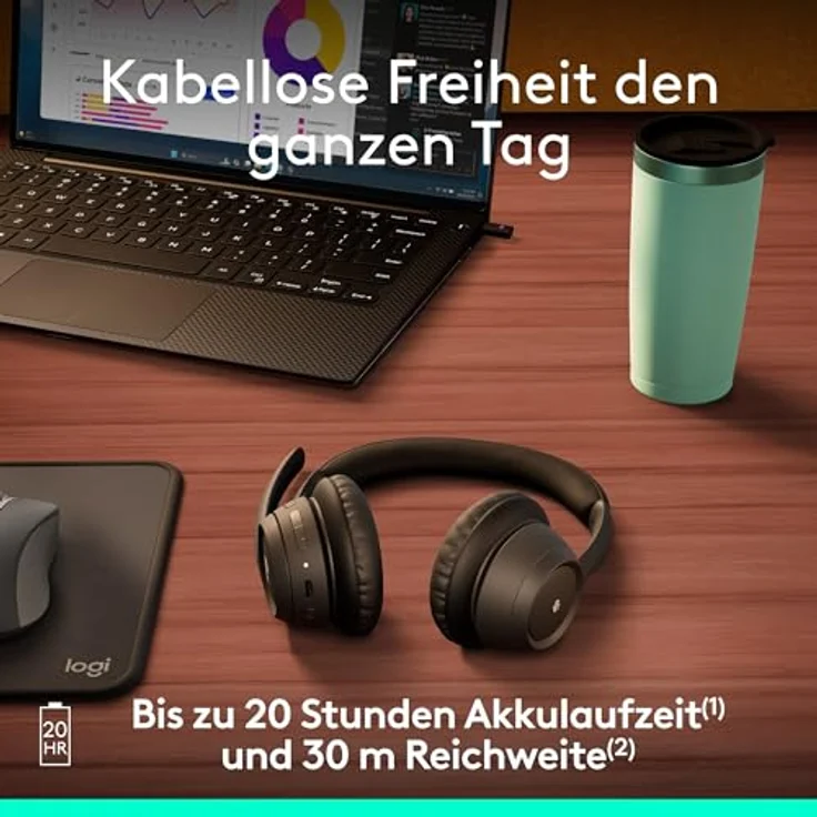 Logitech Zone 305 for Business, kabelloses Bluetooth-Headset mit Mikrofon, für Microsoft Teams, kompatibel mit Windows, Mac, Chrome, Linux, iOS, iPadOS, Android - Schwarz – Bild 5