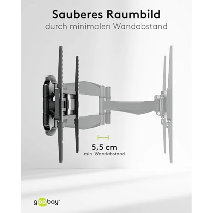 goobay TV-Wandhalterung 71199, für Fernseher von 37 bis 80 Zoll, max. 45 kg, vollbeweglich, schwenkbar und neigbar, dezentes Design – Bild 5
