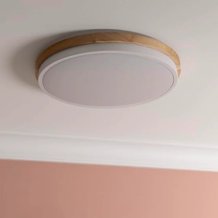 Brilliant LED Deckenleuchte, Ø35cm, 24W LED, 2400 Lumen, 3000K warmweiß, echtes Holz, 3-Stufen-Dimmer mit Memory-Funktion, energiesparend – Bild 2
