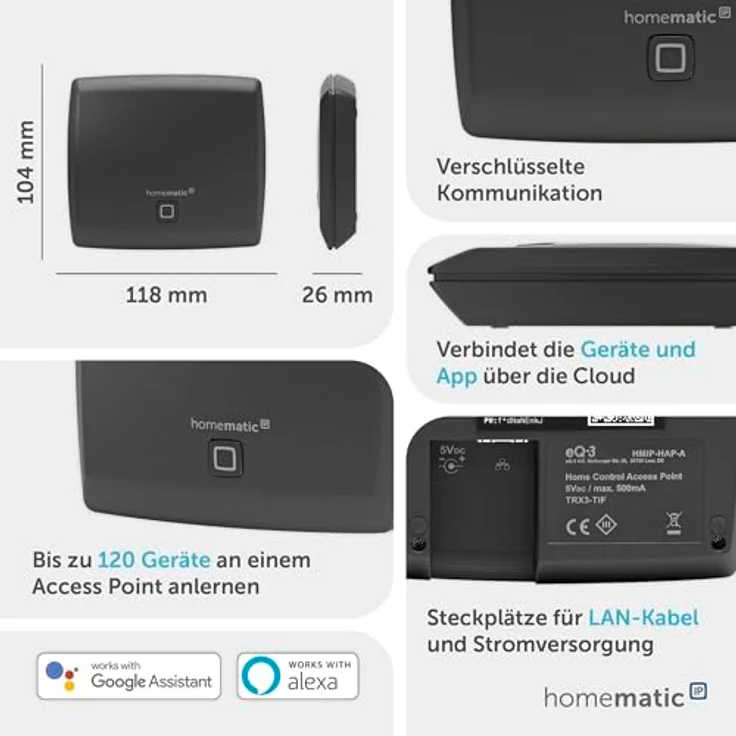 Homematic IP Smart Home Access Point (HmIP-HAP-A), Cloudbasierter Smart Home Hub mit intuitiver App-Steuerung, anthrazit – Bild 4