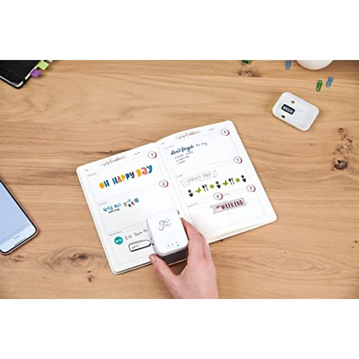 Colop e-Mark go, kompakter tragbarer Drucker, mobiles Beschriftungsgerät, vollfarbige Abdrucke auf saugenden Oberflächen, kostenlose App, weiß, 73,5 x 54,5 x 63,5 mm – Bild 6