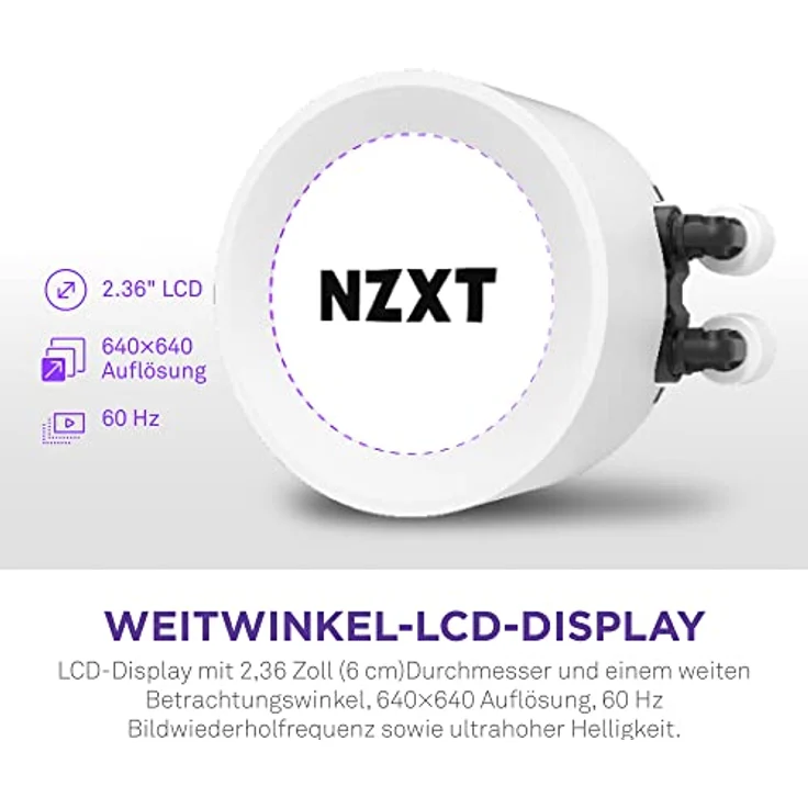 NZXT Kraken Elite 240 RGB - RL-KR24E-W1-240mm AIO CPU Wasserkühlung - 2,36" LCD Display 640x640-2x120mm RGB Core Fans - EIN Breakoutkabel zur einfachen Installation - anpassbar durch NZXT CAM – Bild 3
