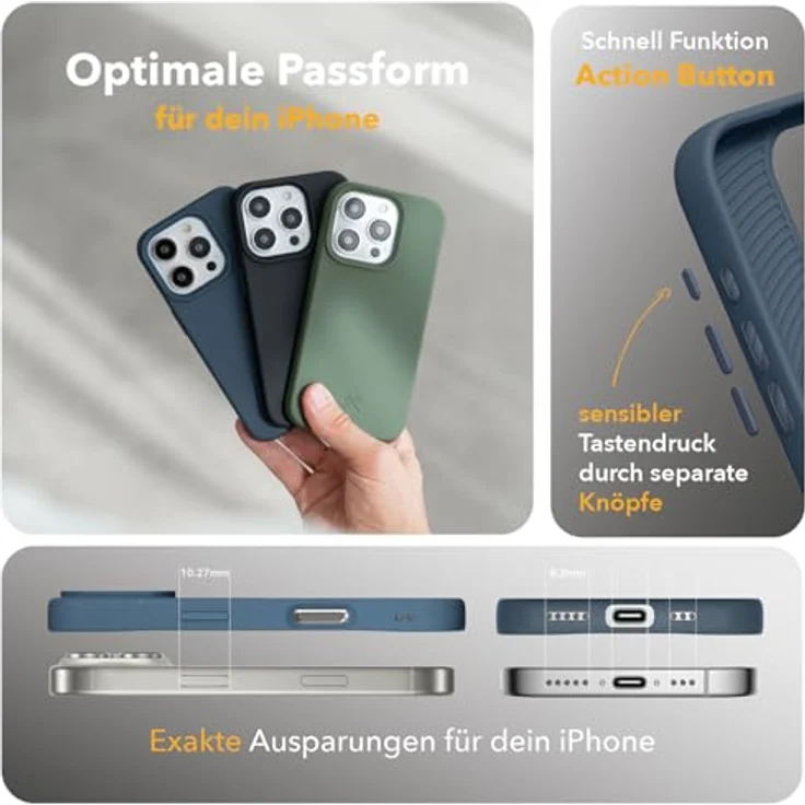 Woodcessories BioCase - Magnetische Handyhülle für iPhone 16 Pro kompatibel mit MagSafe, Hülle mit Magnet Navy blau - Nachhaltig aus Pflanzen – Bild 3