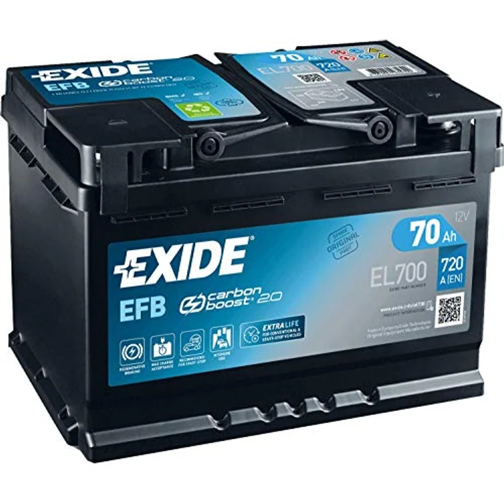 Exide EL700 EFB Starterbatterie, 12V 70Ah 720A mit 3DX Gitter Technologie und doppelter Zyklenlebensdauer für Start-Stop-Systeme – Bild 1