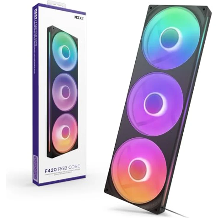 NZXT F420 RGB Core, 140 mm PC Lüfter mit Uni-Body-Konstruktion und RGB-Beleuchtung, Schwarz – Bild 2