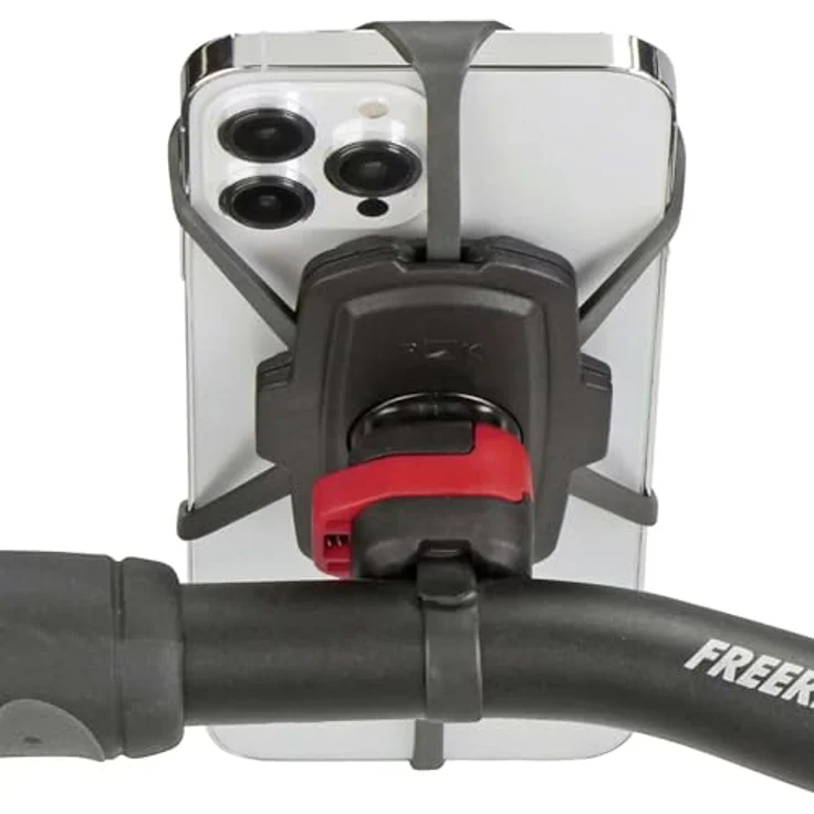 KlickFix Caddy, Smartphone Halterung mit O-Ring-Dämpfung, 360° drehbar, Schwarz-Rot – Bild 4