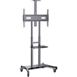 Hagor HP Twin Stand HD (84", 90 kg), TV Ständer, Schwarz, VESA bis 800 x 500 mm, höhenverstellbare Kameraaufnahme und AV-Ablage