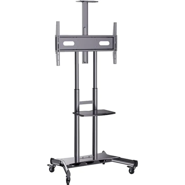 Hagor HP Twin Stand HD (84", 90 kg), TV Ständer, Schwarz, VESA bis 800 x 500 mm, höhenverstellbare Kameraaufnahme und AV-Ablage