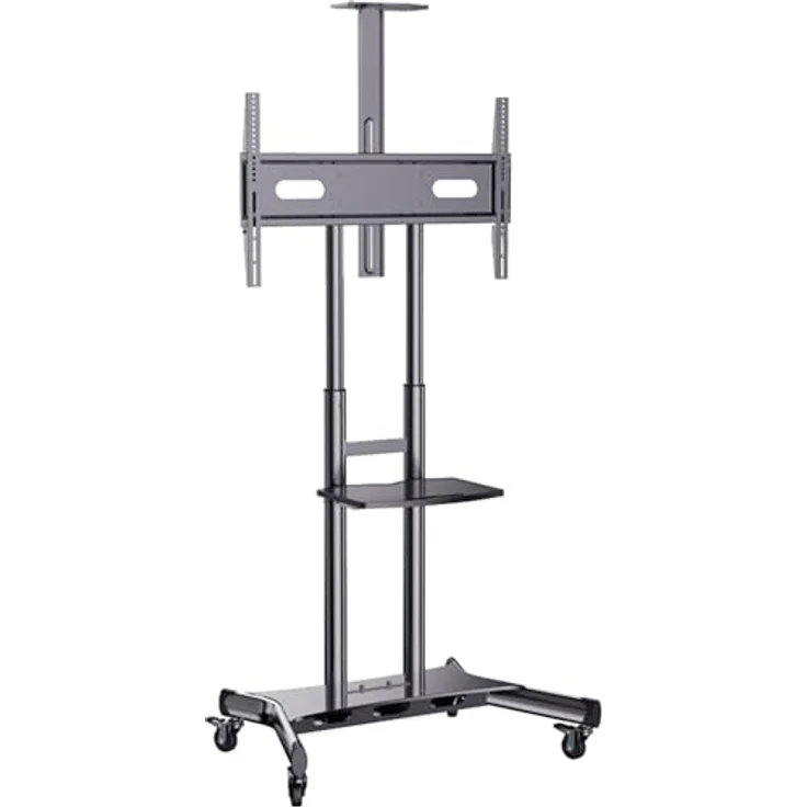 Hagor HP Twin Stand HD (84", 90 kg), TV Ständer, Schwarz, VESA bis 800 x 500 mm, höhenverstellbare Kameraaufnahme und AV-Ablage – Bild 1