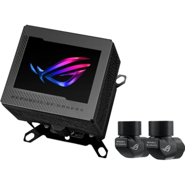 ASUS ROG Ryujin III WB CPU-Wasserblock (Asetek-Wasserblock, 178 Mikrokühllamellen, 3,5-Zoll LCD, integrierter VRM-Lüfter, ROG Fittings, schwarz) – Bild 1