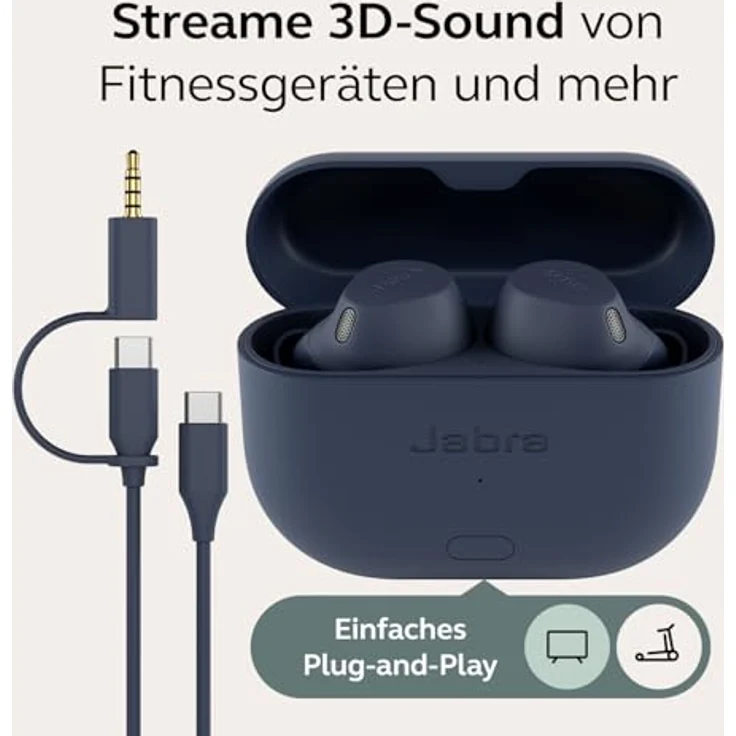 Jabra Elite 8 Active Gen 2 kabellose Bluetooth-Earbuds, Schweißabweisend, Wasserdicht, LE-Audio-Smartcase, sichere In-Ear-Passform, HearThrough-Modus, Adaptive Hybride ANC – Navy – Bild 4