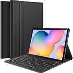 Cazy Tastatur Hülle Kompatibel mit Samsung Galaxy Tab S6 Lite - Abnehmbare QWERTZ-Tastatur - Stoßfeste Schutz Hülle aus PU-Leder, Schwarz
