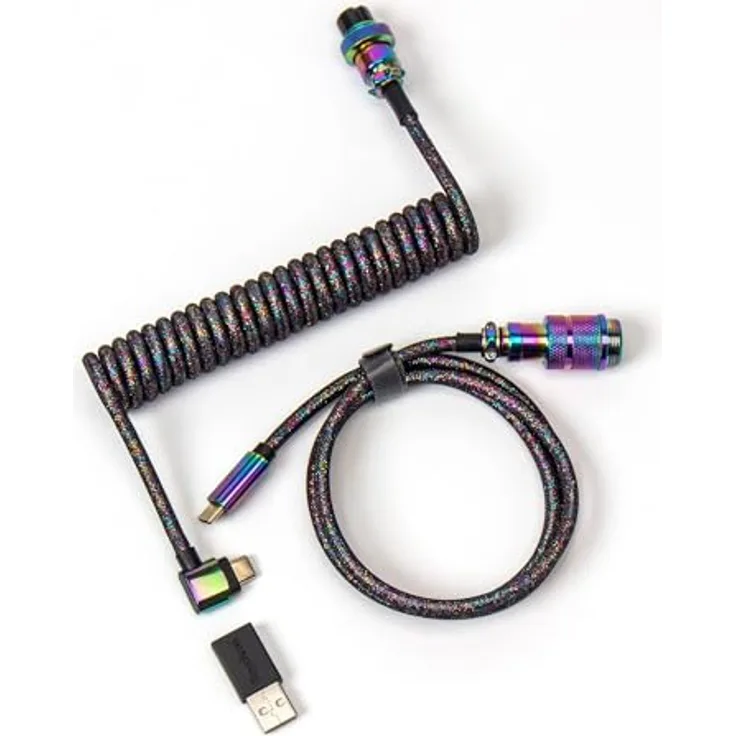 Keychron Key RB Premium Coiled Cable, USB 3.2 Gen 1, 1.08 m, abnehmbarer Aviator-Anschluss, schwarz
