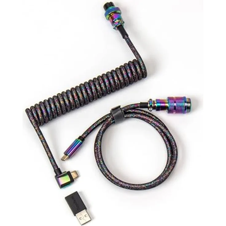 Keychron Key RB Premium Coiled Cable, USB 3.2 Gen 1, 1.08 m, abnehmbarer Aviator-Anschluss, schwarz – Bild 1