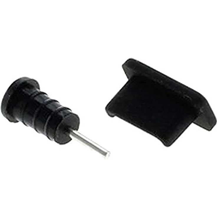 OTB Staubschutz-Kappen Set, geeignet für USB Type C (USB-C) und Kopfhörer-Anschluss, schwarz – Bild 2