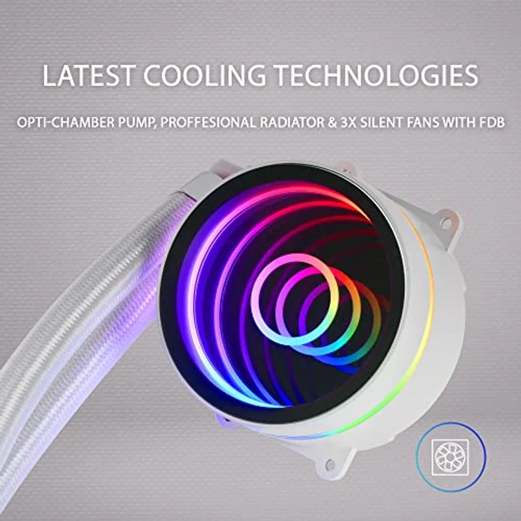 Mars Gaming ML-One RGB Wasserkühler AIO - 360mm, TDP 550W, Weiss mit FRGB Infinity Mirror und leisen FDB Lüftern – Bild 4