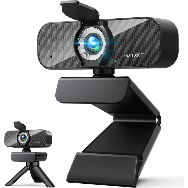 Sross 1080P Full HD Webcam, USB-Webcam mit mikrofon, weitwinkel 120°, automatische Lichtkorrektur, Plug and Play für Desktop & Notebook