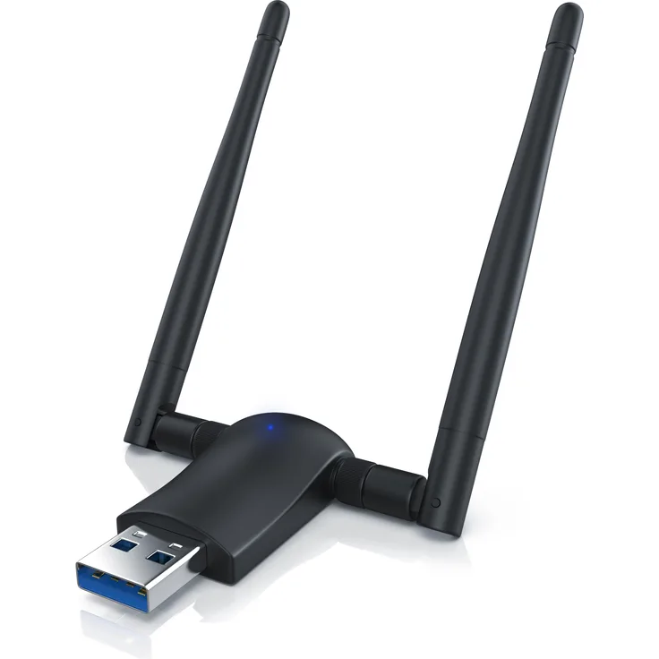 Aplic WLAN-Stick 1200 MBit/s, WIFI Dongle USB 3.0 mit Dual Band 2,4 + 5 GHz und externen Antennen, schwarz